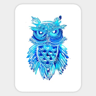 Blue Tribal Owl Sticker